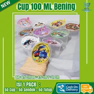 Cup Es Krim 100 ML Bening Paket Cup Es Krim/ Perlengkapan Es Krim/ Cup Jelly / Cup Plastik/ BISA COD