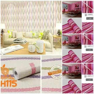 WALLPAPER DINDING GH115 SALUR MERAH UNGU/WALPAPER STIKER DINDING SALUR RAINBOW GELOMBANG 45CM X 10M