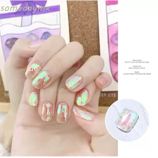 SOMEDAYMX Colorful Nails Art Decoration DIY Laser Cellophane Aurora Broken Glass Foils 5 Colors Mirror Glitter Decal Transfer Paper Nail Stickers Nail Foil Film