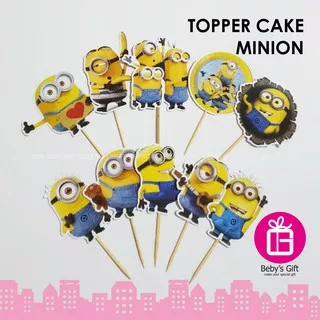 Topper Kue Ultah Minion Despicable me Cake Birthday Tusukan Tart Minions