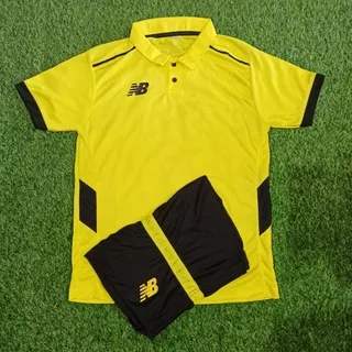 Stelan Jersey Futsal dan sepak bola NB New Balance Putih Gold Black Krah Wangky KUNING HITAM BLACK YELLOW KRAH POLO