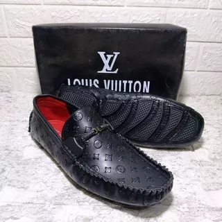 Terbaru!!   sepatu pansus pria lv 5666 black loafers shoes