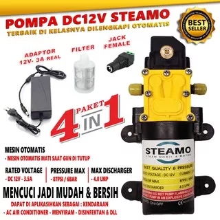 Pompa Air Elektrik High Pressure 12V 70PSi Plus Adaptor 3A