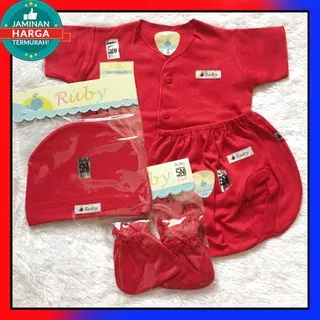 ? ?TERBAIK? BAJU SET MERAH BAYI NEWBORN / PAKAIAN SET 1 BULAN MANYUE