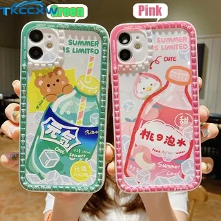 Soda Water Pattern Casing for Apple iPhone 12 13 Mini 11 12 13 Pro Max XS MAX XR X 7 8 6 6S Plus SE 2020 Phone Case Camera Full Coverage Bunny Bear Space Astronaut Planet Square Edge Heart Shaped Border Soft TPU Back cover