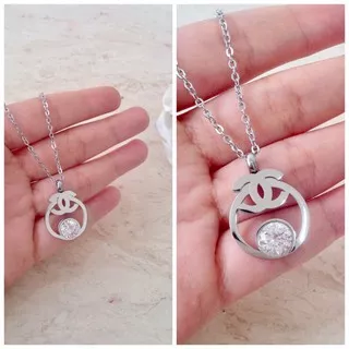 Kalung chanel mata silver titanium