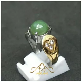 Cincin Wanita Batu Giok Nefrit Aceh Natural Nefrite / Nephrite Jade