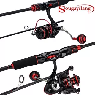 Sougayilang Fishing Rod Fishing Reel Set 1.8/2.1m Spinning Fishing Rod 2 Sections With EVA Handle 12+1BB Spinning Fising Reel Bluewater Fishing Equipment Fishing Joran Pancing