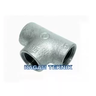 Tee 1/2 0,5 Inch 15 mm Letter T 90 Cabang 3 Sambungan Fitting Pipa Besi Galvanis Drat Dalam