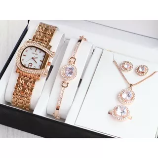 TERBARU? JAM TANGAN WANITA AIGNER JAM TANGAN FASHION WANITA RANTAI STAINLESS STEEL JAM TANGAN CEWEK GIFTSET MEWAH ARLOJI WANITA 1 SET GELANG ANTING CINCIN KALUNG DIAMOND MATA MEWAH