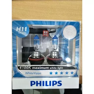 Bohlam Halogen Philips H11 WhiteVision 12362WHV 12V 55W 4100K  53904