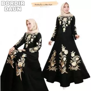 ABAYA BORDIR DAUN GAMIS BORDIR ABAYA STYLISH GAMIS SYARI GAMIS TURKI ABAYA ARAB