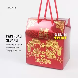 Paperbag Souvenir Wedding Sangjit / Paperbag Souvenir Pernikahan Shuang Xi / Kotak Souvenir / Paperbag Tingjing / Chinese Wedding Stuff (2307012)