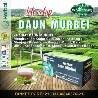 Teh Celup Daun Murbei Herbal Anti Diabetes Pencegah Kolesterol Original 100% Isi 20tea Bag asli