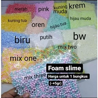 STYROFOAM STEROFOAM GABUS FOAM FLOAM SLIME BEADS BALLS BUTIRAN KECIL WARNA WARNI LUCU PER 1 BUNGKUS