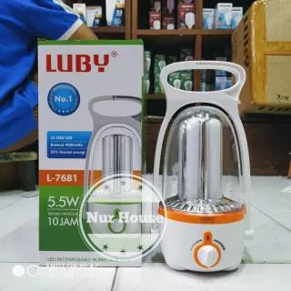 lampu emergency luby 7681 led 5.5 watt lampu cas dengan powerbank