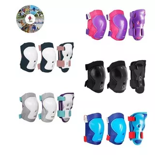 DEKKER SEPATU RODA ANAK / SKUTER SKATEBOARD - PLAY INLINE SKATES AND PROTECTORS SET OF 3 OXELO