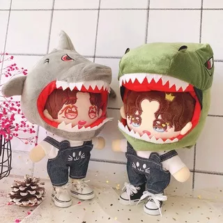 Doll Wear Dinosaur Hat Shark Hat Suspender Pants 20cm Toy Clothes Doll Dress Up Clothes