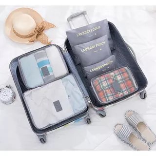 BEST 6in1 Set (Ukuran LEBIH BESAR) POLOS Tas Travel Bag in Bag Storage Koper Lugga