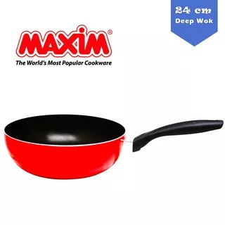 Maxim cekung valentino deep wok 24 cm Teflon Wajan Frypan Anti Lengket