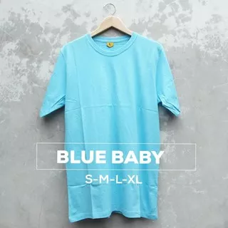 KAOS POLOS COTTON COMBED 30s WARNA BLUE BABY