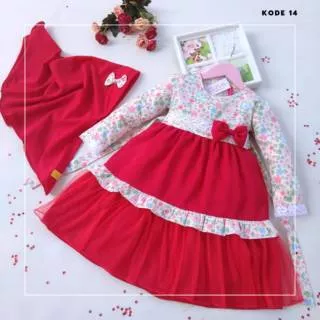 Labella Gamis Anak Katun Jepang Warna Merah Baju Pesta Anak Tutu Merah Usia 10 Tahun