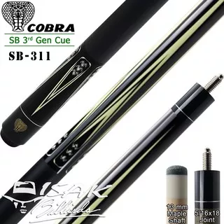 Cobra SB-311 Pool Cue - 13 mm Maple Billiard Stick Stik Biliar by Fury Cues