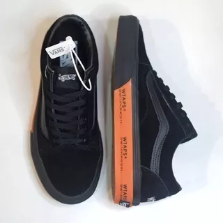 Sepatu Vans Old Skool Wtaps Gps Black Orange Premium Bnib / 1:1 Mirror Made in China Sepatu Sneakers Pria Keren
