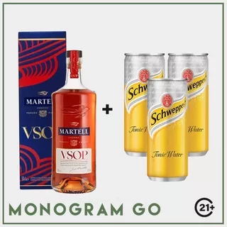 Martell VSOP 700ml + 3 Can Schweppes Tonic Water 250ml