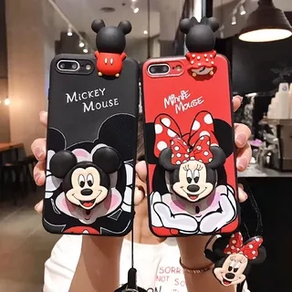 Samsung J2 Pro 2018 J2 Prime J3 Pro J4+ Plus J6 J6+ Plus J5 J7 2015 2016 J5 Prime J7 Prime J7 Core J5 Pro J7 Pro 3D Cute Cartoon Mickey Minnie Mouse Case Cover with Lanyard & Stand Holder