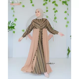 GAMIS KEYSHA MONA ORI ALFARO DRESS SET OUTHER 2IN1 AL FARO muslimah update fashion clothes baju muslim muslimah wanita remaja hits ootd reseller dropshiper