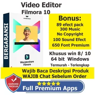 Filmora 10 X Paket Lengkap + 89 Pack Effect + 400 Sound No Copyright + 600 Font Premium / Software Video Editor