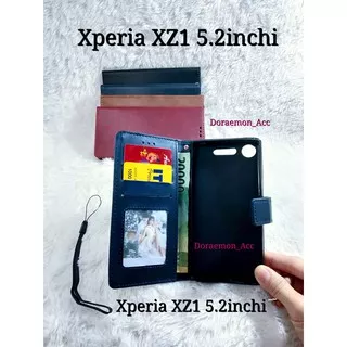 Leather Case Kulit Flip Cover Sony Xperia XZ1 Sarung Kulit Dompet