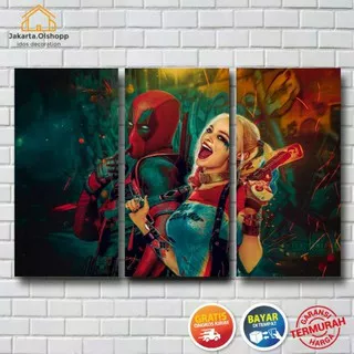 [COD] Poster kayu Harley Quinn feat Deadpool/Pajangan dinding/Walldecor/Homedecor/hiasan dinding