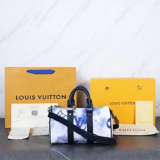 Tas handbag LV Louis Vuitton keepall xs monogram watercolor blue slingbag mirror quality 1:1 grade ori original quality replika replica best replica kw 1 kw premium