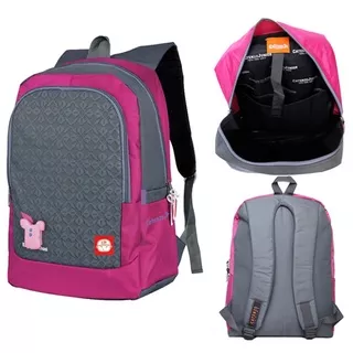 tas anak perempuan pink abu CJ3-192 tas sekolah anak sd smp sma / ransel laptop anak remaja cewe