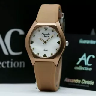 Alexandre Christie 2386 Soft Brown Ruber Jam Tangan Wanita Original