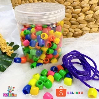 Meronce Manik Tong/ Meronce Manik+Tali isi 200 pcs Manik/ Meronce Manik/ Meronce Mote / Manik / Paket meronce manik tabung sensory play montessori / meronce anak/