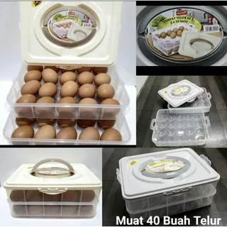 BISA COD - Box Kotak Telur 2 SUSUN Telor Isi 40 Butir Egg Storage JUMBO