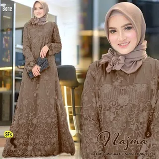 HOME DRESS BIG SIZE JUMBO LD 120 SYAR`I ZYTA GAMIS BROKAT TILLE MODERN KEKINIAN LEBARAN / FREE OGGKIR GAMIS MUSLIM FULL BRUKAT KOMBINASI BROKAT SATIN VELVET DRESS / BAJU BATIK BORDIR / DRESS MUSLIM / SIZE JUMBO / ZIPER / RESLETING