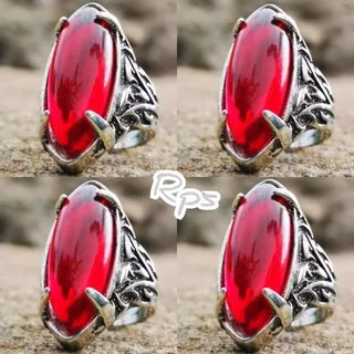 Batu Cincin Permata Merah Siam Poles Pandan Kristal Top Colour