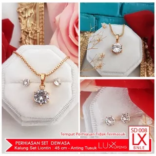 SD 008 Perhiasan Set Dewasa Murah Mata Zirkon Berlian Imitasi Kalung Itali Liontin Mas Imitasi Set Perhiasan Xuping Mas Awet Tidak Termasuk Tempat Cincin Luxx Xuping