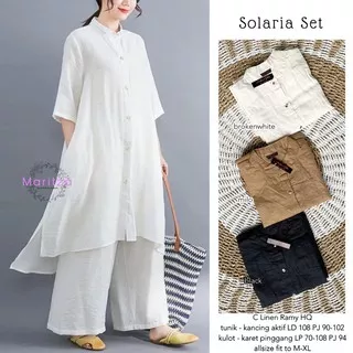 SOLARIA SET LD 105-108 SETELAN BUSUI TUNIK JUMBO PREMIUM KULOT SET POLOS KATUN LINEN PLAIN SET