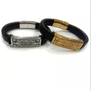 Gelang Kulit pria Gelang Harley Davidson Multi stainlessteel