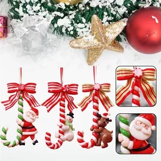 [Christmas Products] Xmas Tree Santa Snowman Emulational Candy Cane Ornament For New Years