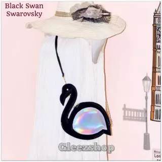 Black Swan Swarovsky Sling Bag Tas Selempang Angsa Hitam Lucu