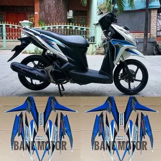 stiker motor Vario 125 putih hitam corak biru - striping Vario 125 2013 2014 - stiker Vario 125 old