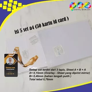 Kertas Pvc Bahan ID Card Instan A4 isi 5 set (50 id Card) / Bahan PVC ID CARD