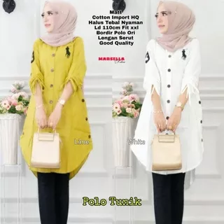 ATASAN WANITA POLO TUNIK ORI MARSELA/BAJU TUNIC BORDIR MUSLIMAH/BUSUI