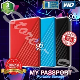 WD My Passport 2TB 2 TB - HD HDD Hardisk Eksternal External 2.5 Termurah, Terlaris (No Pouch)